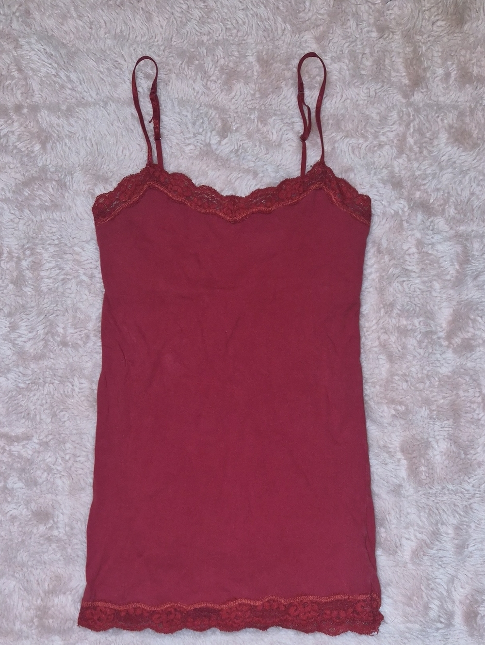 Aeropostale Lace-Trim Spaghetti Strap Cami - Burgundy